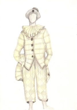 drawn design of a Pierrot costume